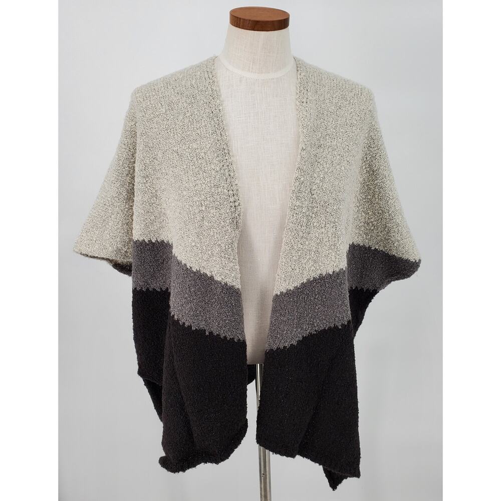 Sonoma Goods For‎ Life Grey Colorblock Boucle Poncho Wrap Women One Size New